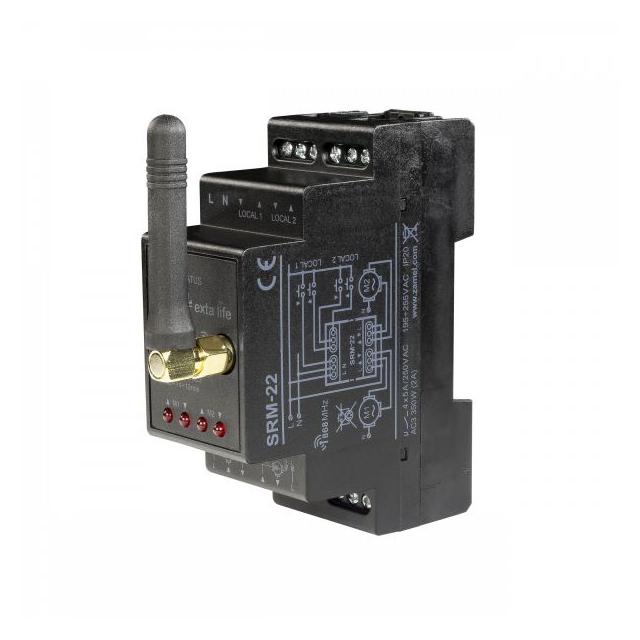 RADIOWY STEROWNIK ROLET MODUŁOWY - PODWÓJNY - 230 V AC EXTA LIFE TYP: SRM-22