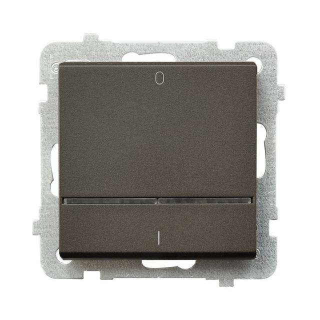 SONATA Łącznik dwubiegunowy z podświetleniem niebieskim - kolor czekoladowy metalik