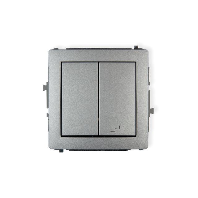 DECO Mechanizm łącznika jednobiegunowego ze schodowym (osobne zasilanie) srebrny metalik