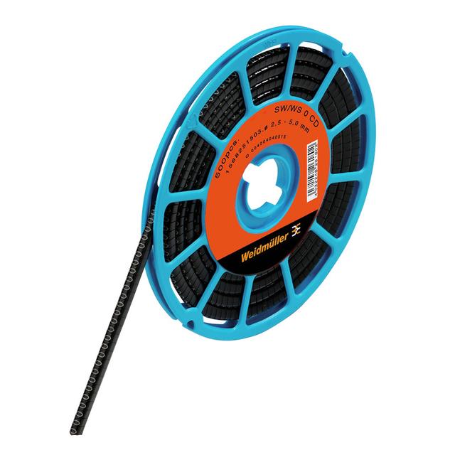 CLI C 1-3 SW/WS 0 CD System kodowania kabli, 2.5 - 5 mm, 4.2 mm, Nadrukowane znaki: Liczby, 0, PVC, miękkie, bez kadmu, czarny /500szt./ 1568251503 WEIDMÜLLER