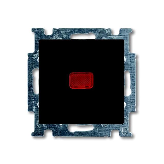 BASIC55 Przycisk z opisem i symbolem neutralnym 1-biegunowy, zwierny, Z zaciskiem N czarny-chateau