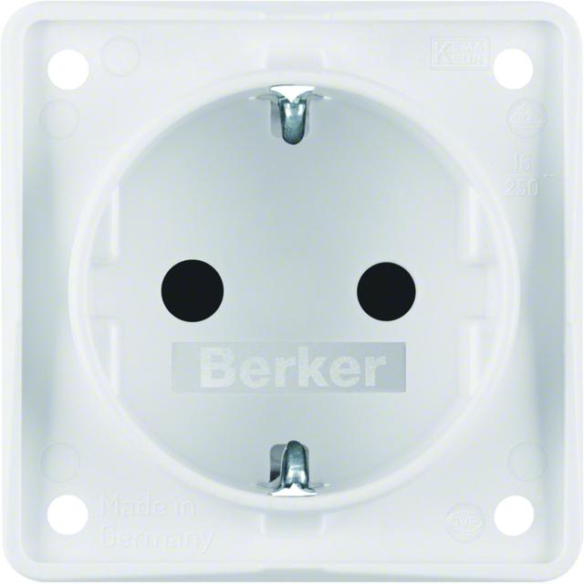 BERKER Integro Flow Gniazdo SCHUKO z podwyższoną ochroną styków biały 947792502 HAGER