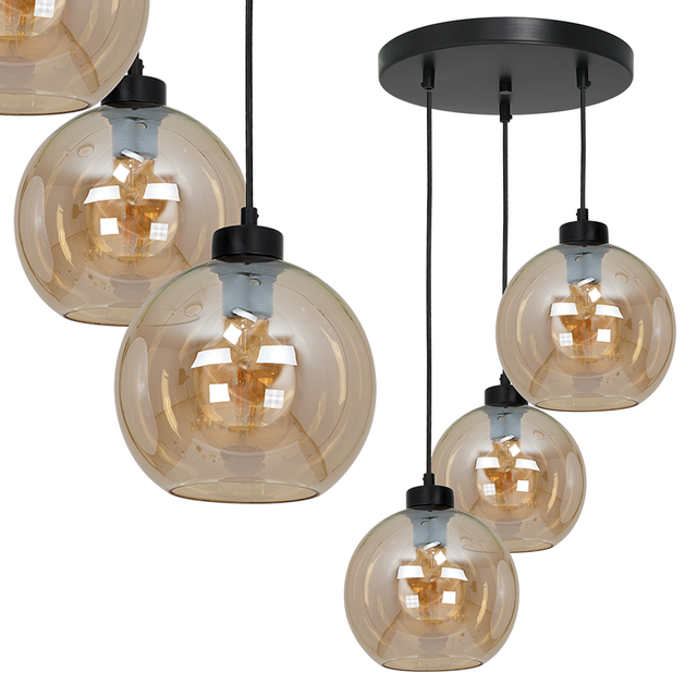 Milagro lampa wisząca Sofia Amber 3xE27 czarna MLP6584