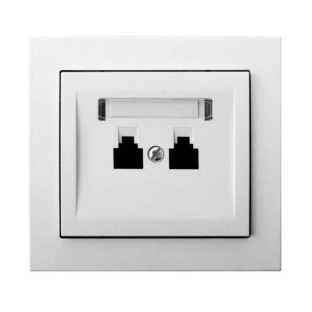 KIER Gniazdo telefoniczne podwójne równoległe - kolor biały