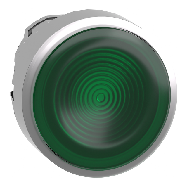 Harmony XB4 Przycisk płaski zielony z samopowrotem LED metalowy karbowana bez oznaczenia ZB4BW333S Schneider