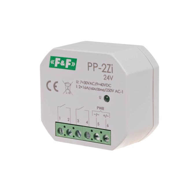 Przekaźnik elektromagnetyczny 2Z 16A montaż podtynkowy U=7-30VAC/9-40VDC 2Z 16A (160A/20ms) PP-2Z-LED-24V F&F