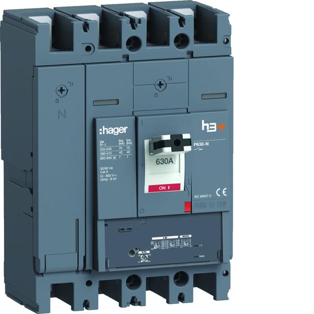 MCCB Wyłącznik mocy h3+ P630 LSnI 4x630A 40kA HNW631GR HAGER