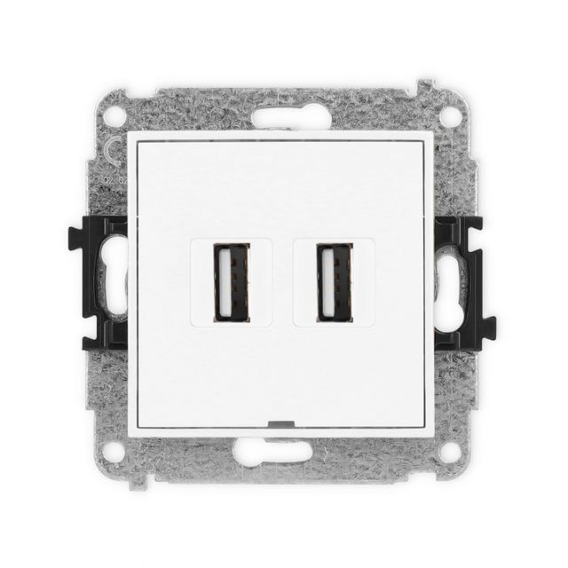 MINI Gniazdo podwójne 2xUSB A-A 2.0, bez pola opisowego biały MGUSBBO-2 KARLIK