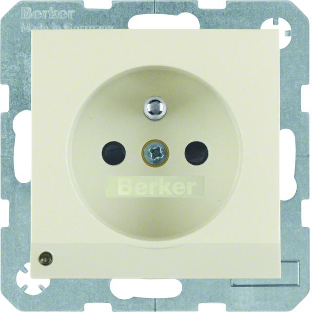 BERKER B.Kwadrat Gniazdo z uziemieniem i podświetleniem orientacyjnym LED krem 6765108982 HAGER
