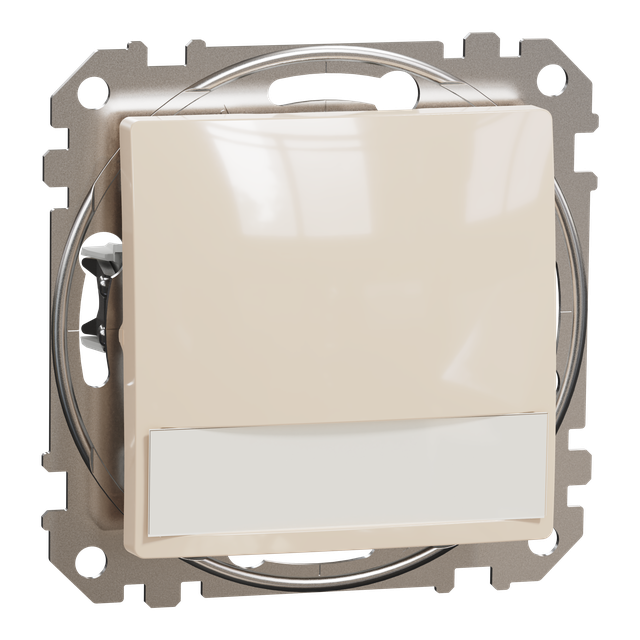 Sedna Design & Elements, przycisk z etykietą i podświetleniem (12V Ac), beżowy