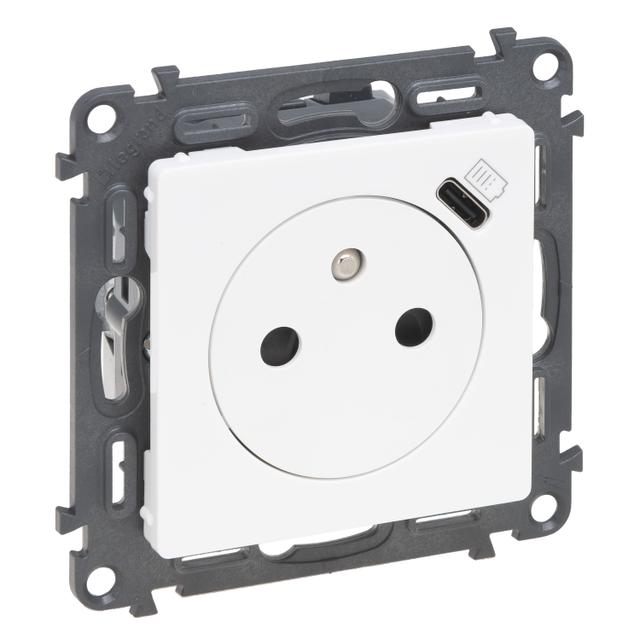 VALENA LIFE - GNIAZDO 2P+Z Z GNIAZDEM USB TYP C - BIAŁY