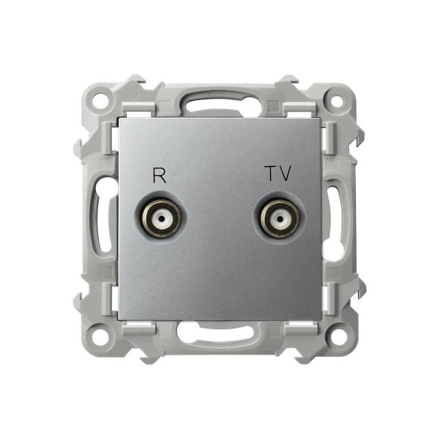 SZAFIR Gniazdo RTV przelotowe 16-dB - kolor srebro