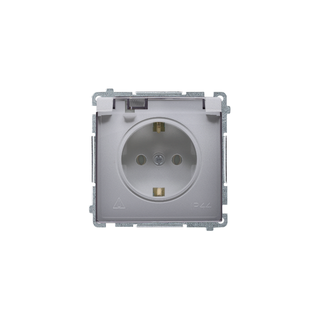 Simon Basic Gniazdo wtyczkowe Schuko do wersji IP44 16A 250Vzaciski śrubowe stal inox. Klapka transparentna BMGSZ1B.01/21A KONTAKT