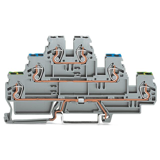 Złączka szynowa 3‑pietrowa 2,5mm2 PE / N / L szara 870‑567 WAGO