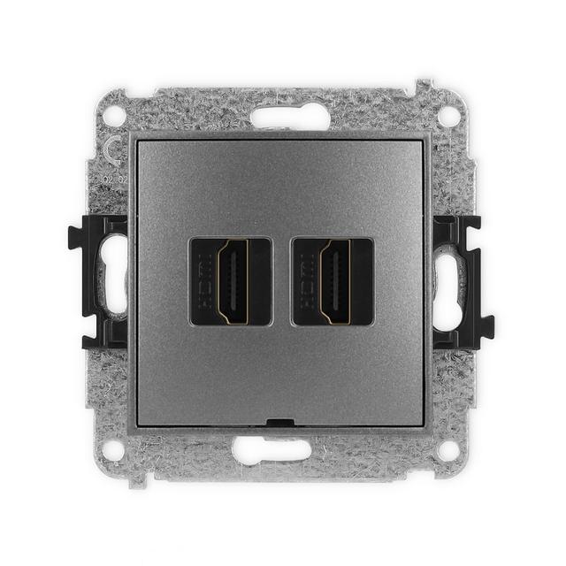 ICON Mechanizm gniazda podwójnego HDMI 2.0, bez pola opisowego grafitowy