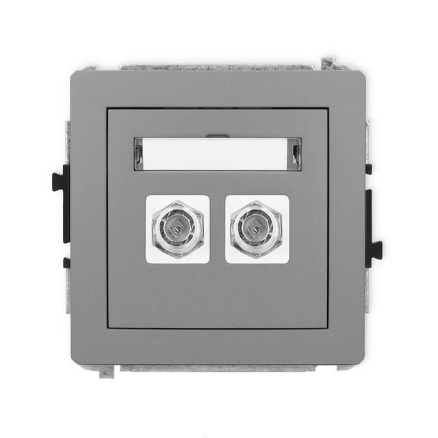 DECO Mechanizm gniazda antenowego podwójnego typu F (SAT) niklowany szary mat