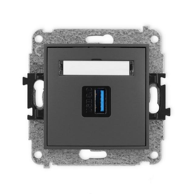 MINI Gniazdo pojedyncze USB A-A 3.0 grafitowy mat 28MGUSB-5 KARLIK