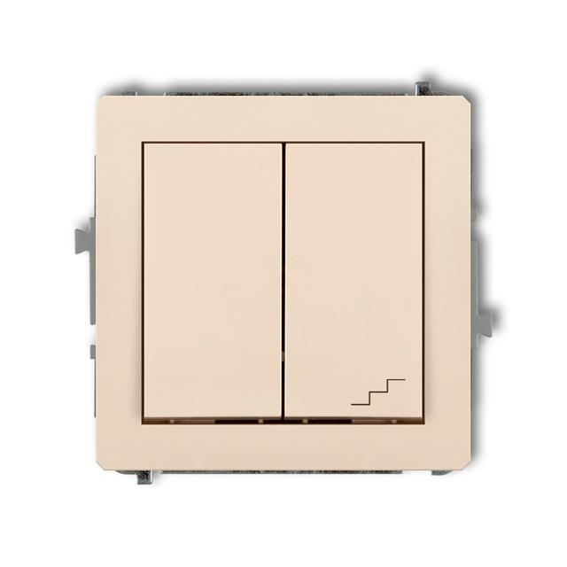 DECO Mechanizm łącznika jednobiegunowego ze schodowym (wspólne zasilanie) beżowy