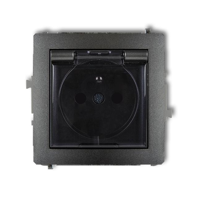 DECO Mechanizm gniazda bryzgoszczelnego z uziemieniem 2P+Z (klapka dymna, przesłony torów prądowych)