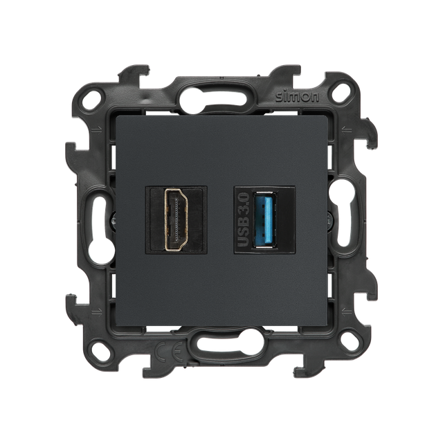 Simon 24 Gniazdo HDMI 2.1 + USB A 3.0 grafit mat NGHDUSB3.01/38