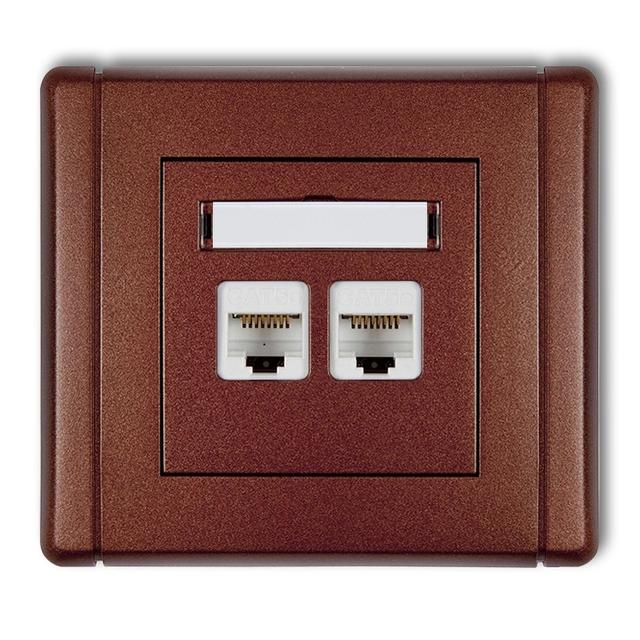 FLEXI Gniazdo komputerowe podwójne 2xRJ45, kat. 6, ekranowane, 8-stykowe brązowy metalik
