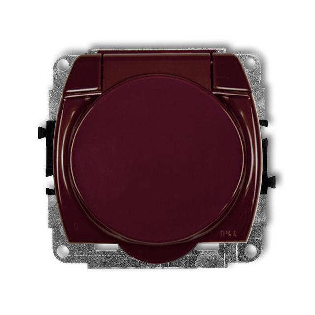 TREND Mechanizm gniazda bryzgoszczelnego z uziemieniem SCHUKO 2P+Z (klapka brązowa, przesłony torów