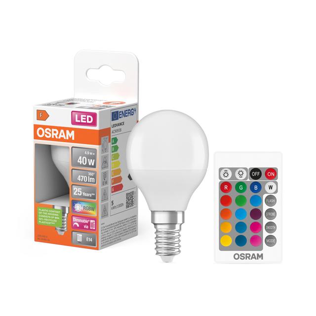 OSRAM Żarówka LED KULKA E14 5,5W 40W RGBW + PILOT LEDVANCE