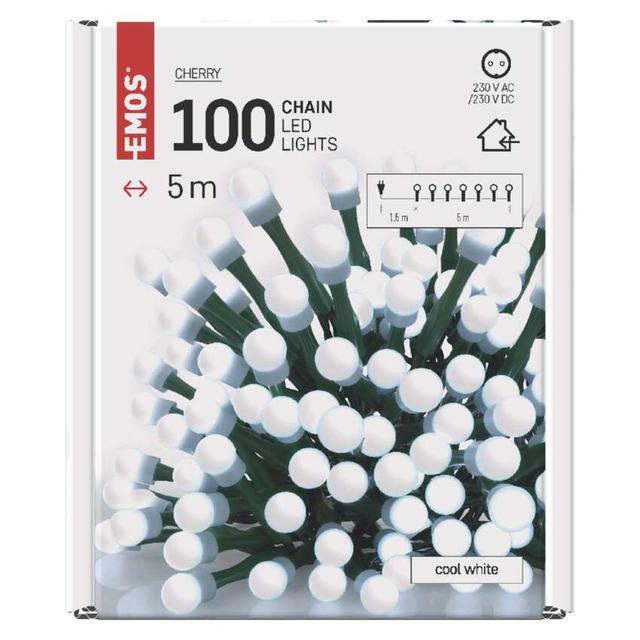 Lampki choinkowe kulki 100LED 5m zimna biel IP20 D5GC02 EMOS