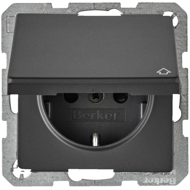 BERKER Q.x Gniazdo SCHUKO kompletne z porkywą antracyt aksamit lakierowana 47516086 HAGER