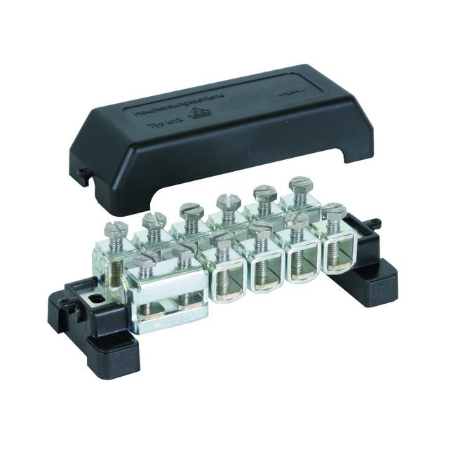 Szyna wyrównywania potencjałów K 12, 10 zacisków na 2,5-95 mm2 lub fi 10 mm, 1 zacisk na płask. 30x4