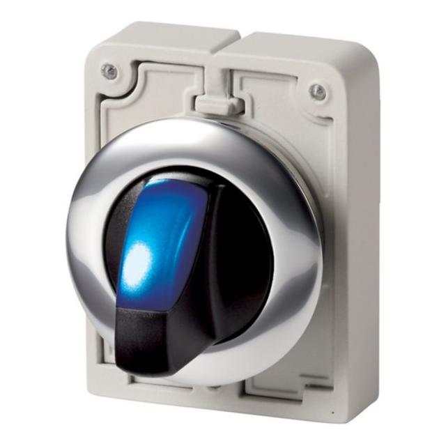 M30C-FWLKV-B Przełącznik piórkowy podświetlany 30mm niebieski 2 położeniowy (V) bez samopowrotu 1871