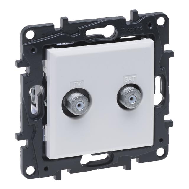 Niloe Step - gniazdo podwójne 2xTV typu  F  końcowe do instalacji typu gwiazda, 1,5 dB - kolor biały