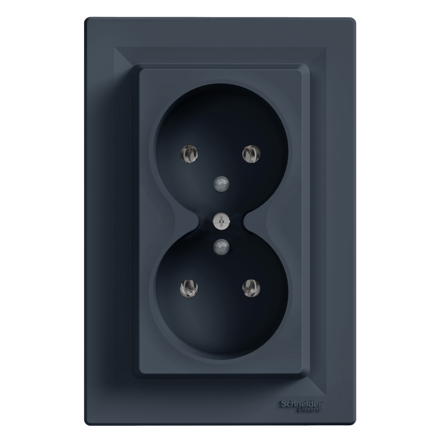 Asfora, gniazdo podwójne 2P+PE, antracyt