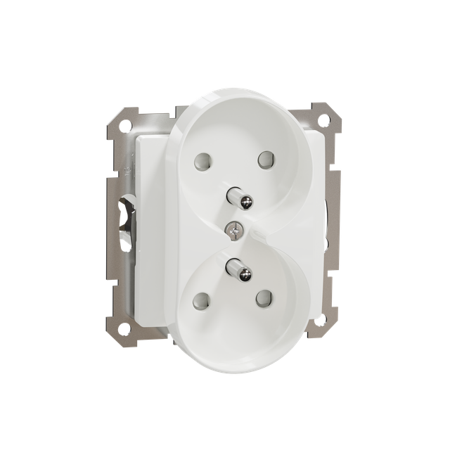 Sedna Design, gniazdo 2x2P+PE z przesłonami do ramek Sedna Design, białe