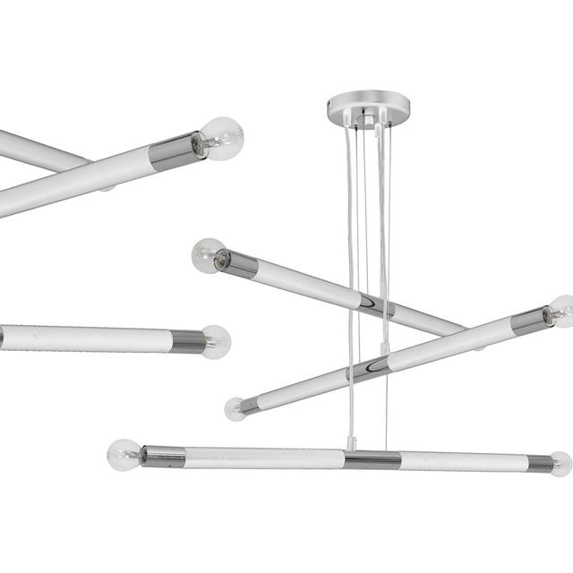 Milagro lampa wisząca Bastone 6xE14 biała/chrom MLP6568