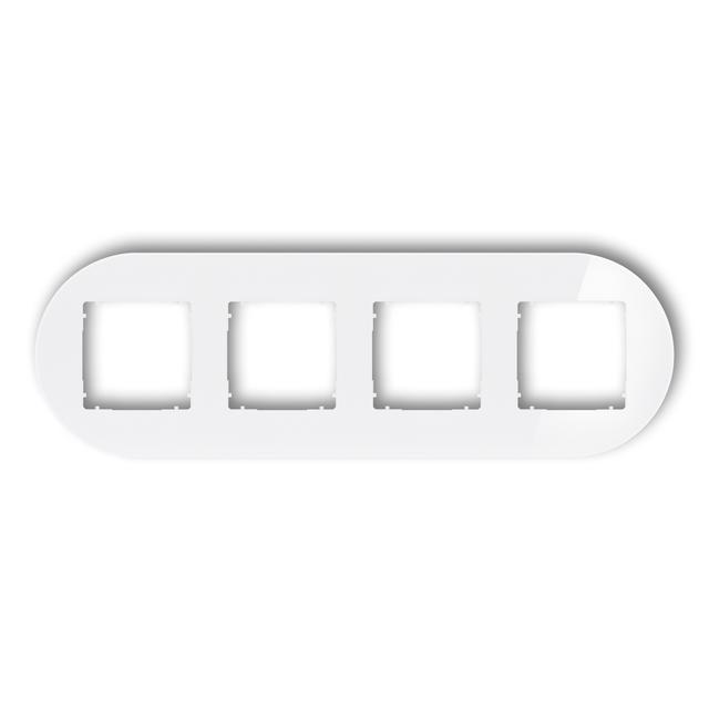 ICON Ramka uniwersalna poczwórna okrągła - efekt szkła (ramka: biała; spód: biały) biały