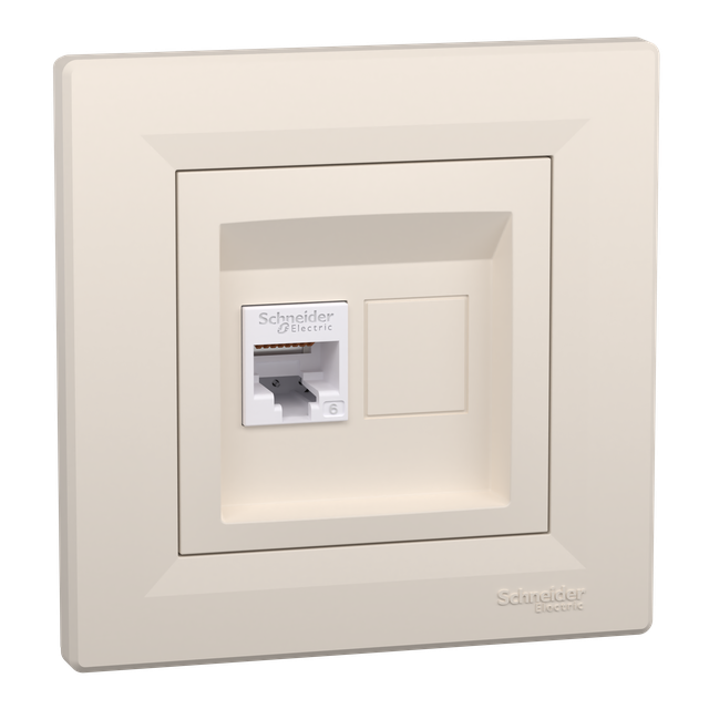 Asfora, gniazdo komputerowe RJ45 kat.6, UTP, kremowy