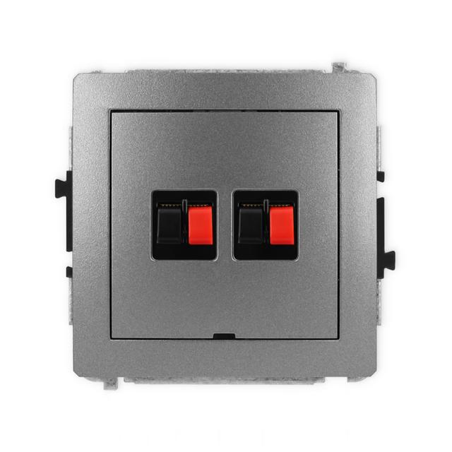 DECO Mechanizm gniazda głośnikowego podwójnego, bez pola opisowego grafitowy