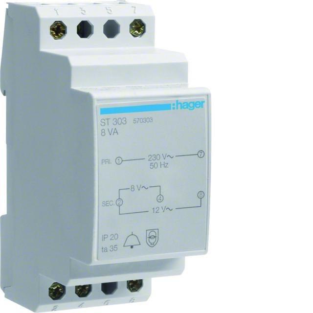 Transformator dzwonkowy 230/8-12VAC 8VA ST303 HAGER