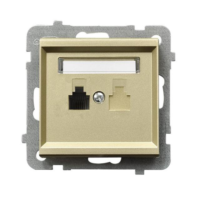 SONATA Gniazdo telefoniczne pojedyncze - kolor szampański złoty