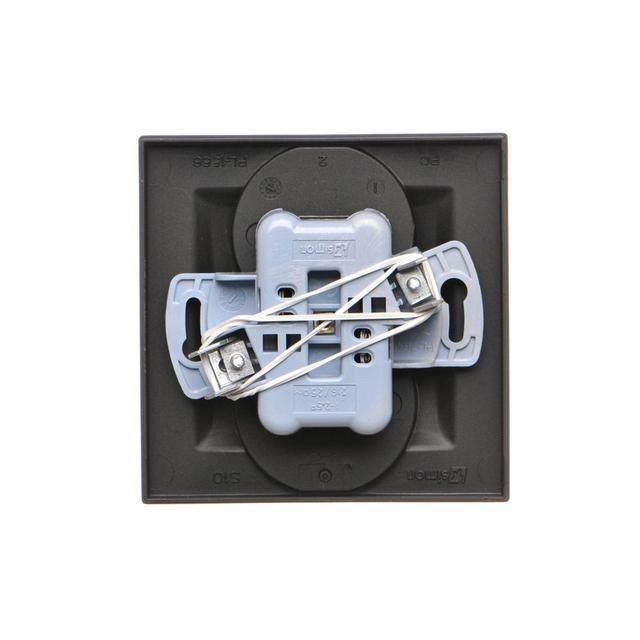 Simon 10 Gniazdo z/u podwójne monoblok 16A z. śrub. czarny *Kompletne - nie do ramek