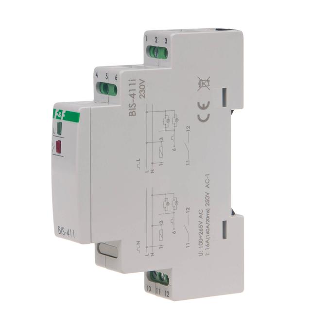 Przekaźnik bistabilny na szynę DIN z przekaźnikiem inrush 160A/20ms BIS-411-LED F&F