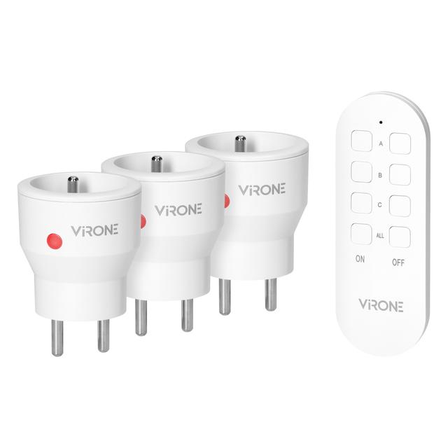 Zestaw bezprzewodowych gniazd MINI sterowanych pilotem 3+1 2300W