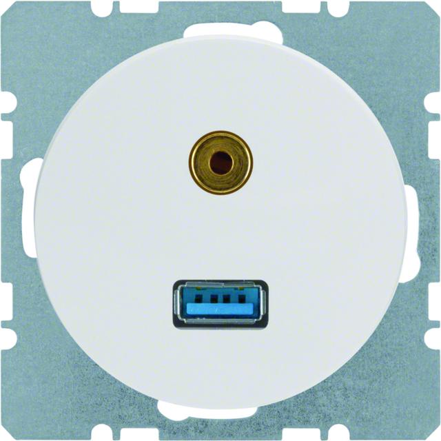 BERKER R.1/R.3 Gniazdo USB/3.5mm audio biały 3315392089 HAGER