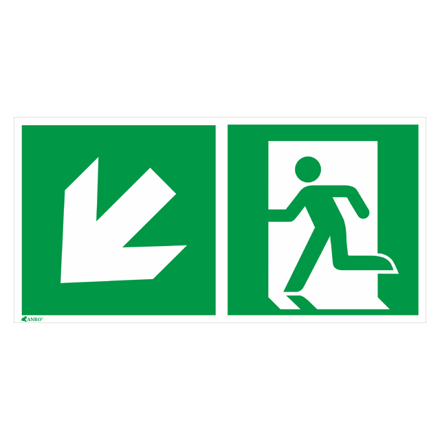 KIER.DO WYJŚCIA LEWO, W DÓŁ 150X300 FOLIA SAMOPRZYLEPNA FOTOLUMINESCENCYJNA