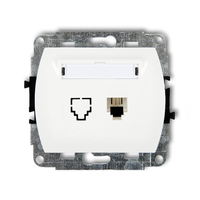 TREND Mechanizm gniazda telefonicznego pojedynczego 1xRJ11, 4-stykowy biały