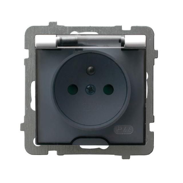 AS Gniazdo bryzgoszczelne z uziemieniem IP-44 z przesłonami torów prądowych wieczko przezroczyste -