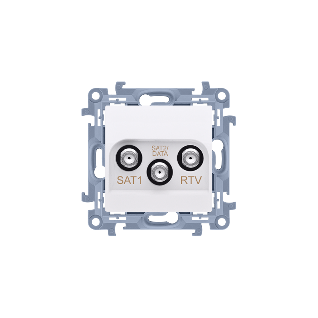 Simon 10 Gniazdo antenowe satelitarne podwójne SAT-SAT-RTV 1x wejście: 5 MHz-24 GHz biały