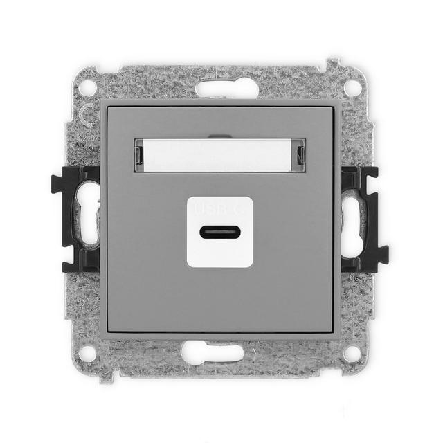 MINI Gniazdo pojedyncze 1xUSB C-C szary mat 27MGUSB-7 KARLIK