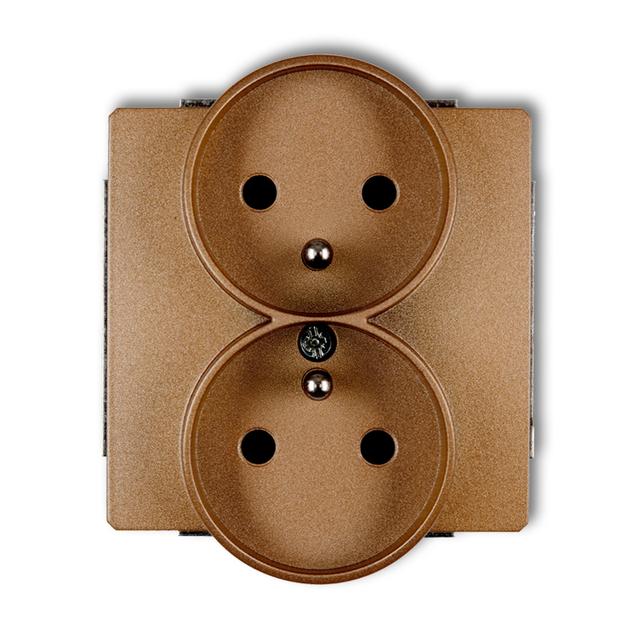 DECO Mechanizm gniazda podwójnego do ramki DECO Soft z uziemieniem 2x(2P+Z) (przesłony torów prądowy